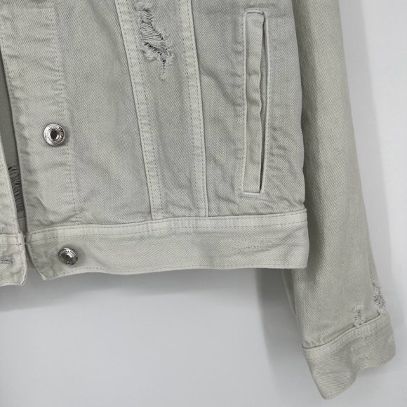 American Eagle Womens Size Small Light Wash Denim Jacket Distressed Cotton Jean - Picture 4 of 10